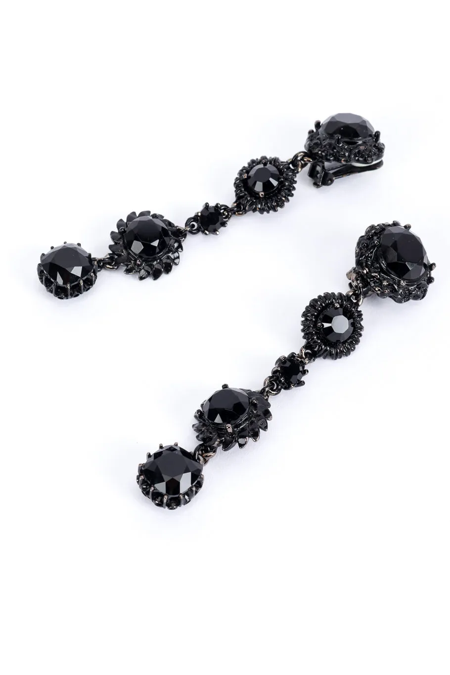 Black Enamel & Crystal Drop Earrings
