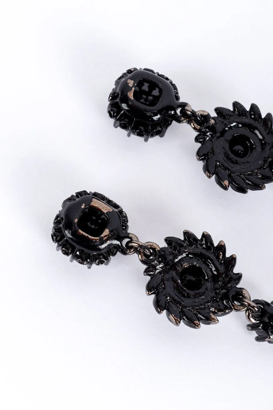 Black Enamel & Crystal Drop Earrings