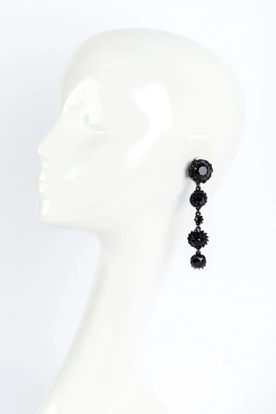 Black Enamel & Crystal Drop Earrings
