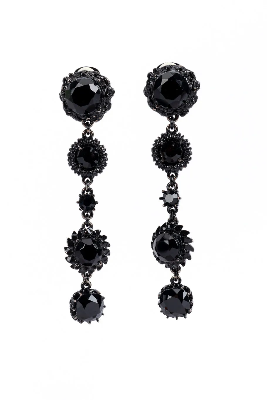 Black Enamel & Crystal Drop Earrings