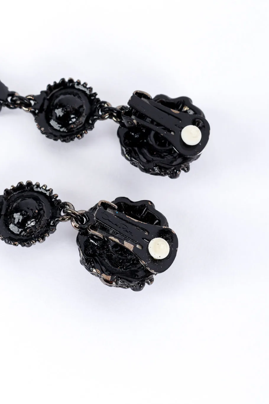 Black Enamel & Crystal Drop Earrings