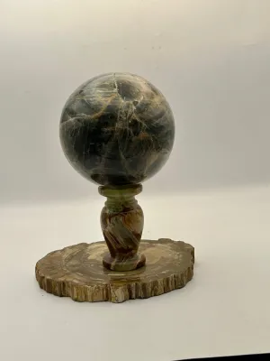 Black Moonstone Sphere - A and AAA quality