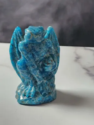 Blue Apatite Gargoyle Carving