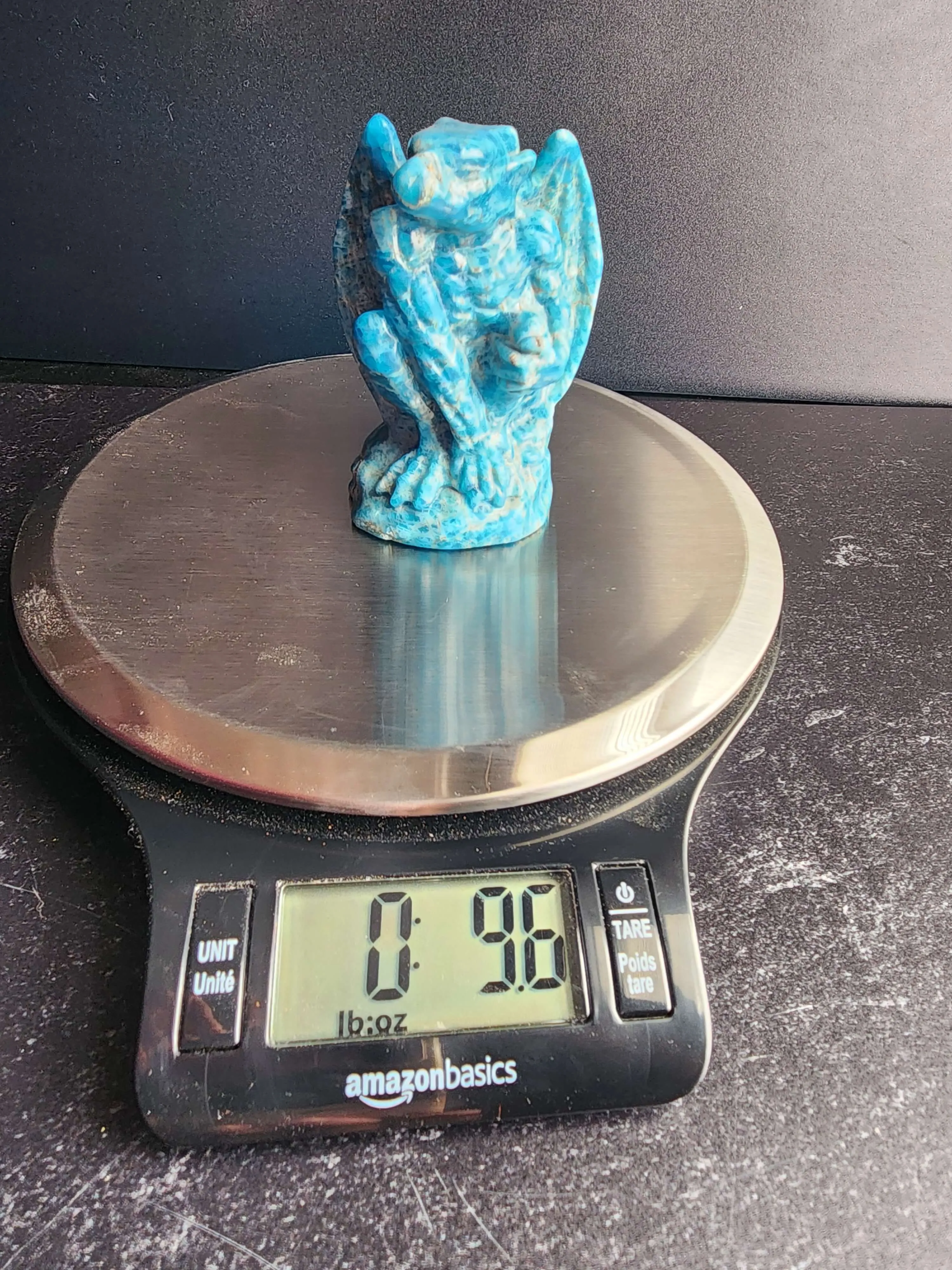 Blue Apatite Gargoyle Carving