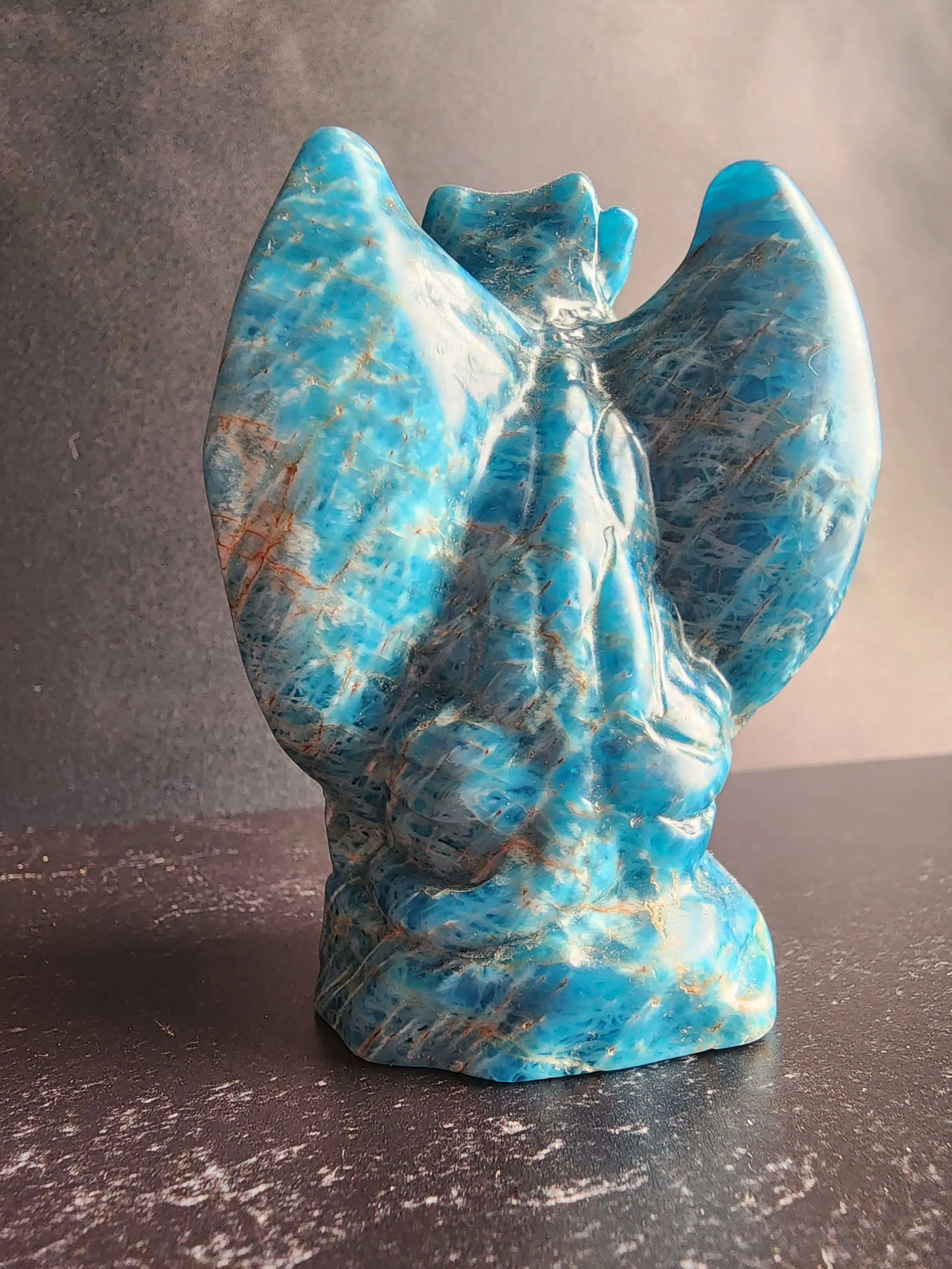 Blue Apatite Gargoyle Carving