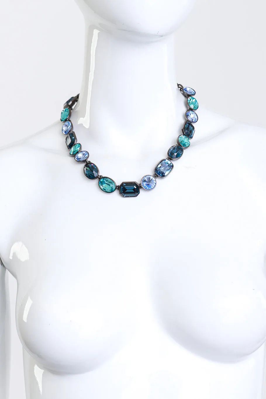 Blues Crystal Link Collar Necklace