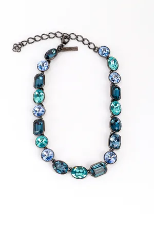 Blues Crystal Link Collar Necklace