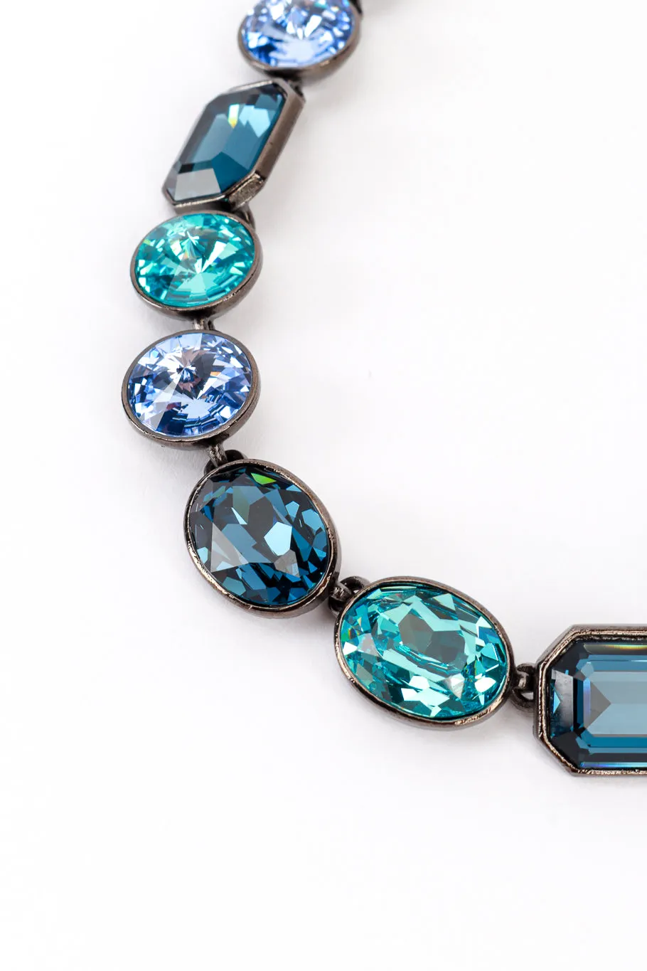 Blues Crystal Link Collar Necklace