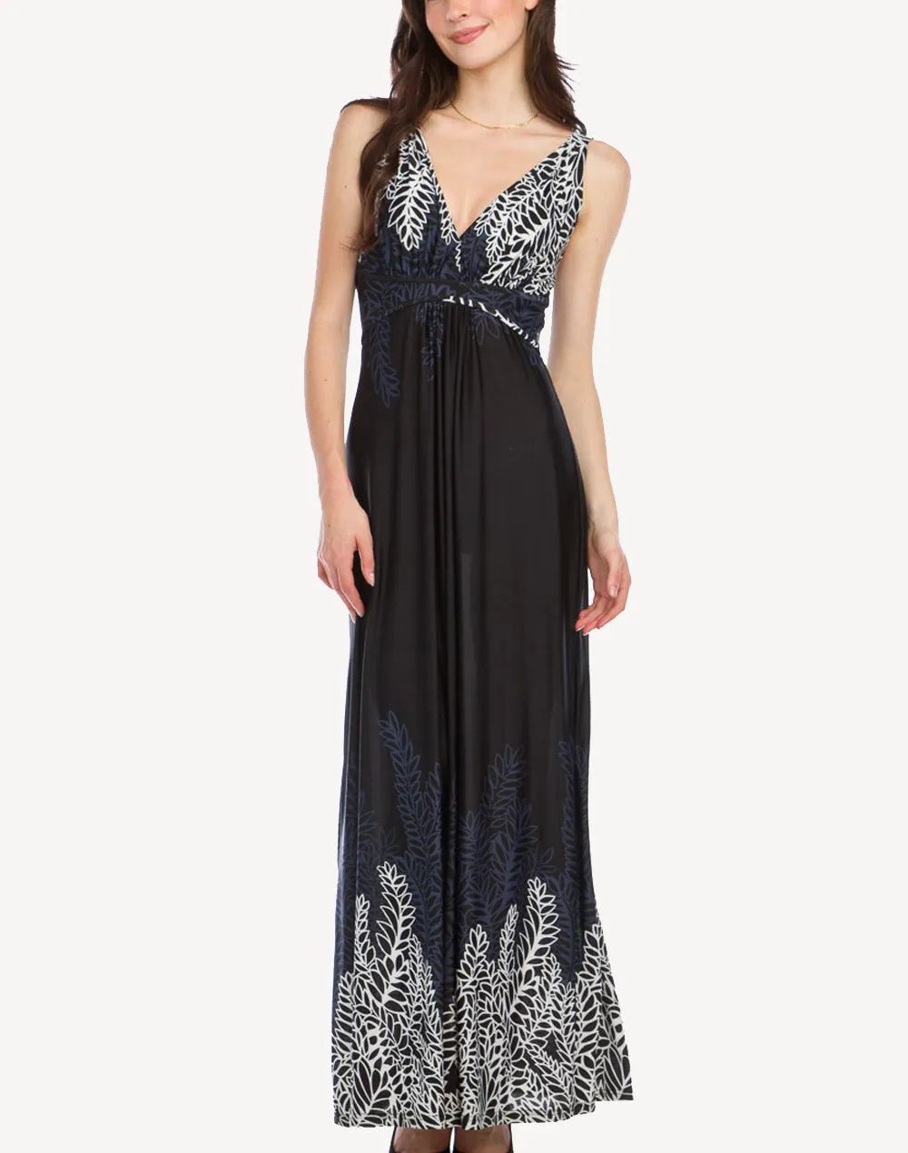 Border Print Grecian Maxi Dress