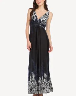 Border Print Grecian Maxi Dress