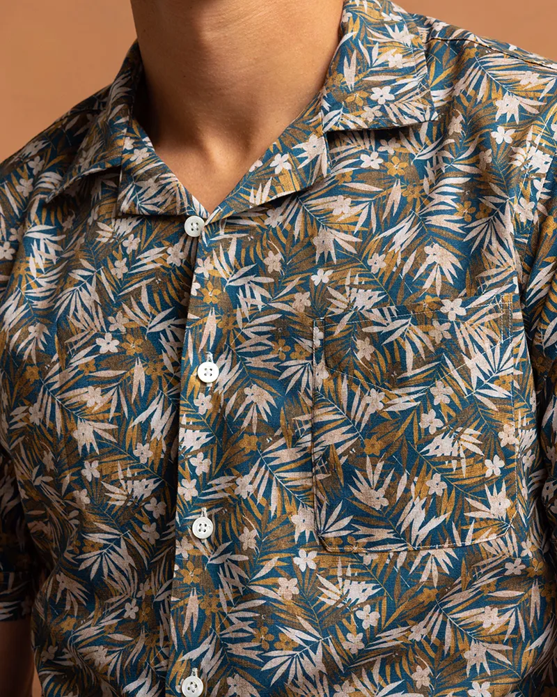 Botanical Print Camp (Teal)