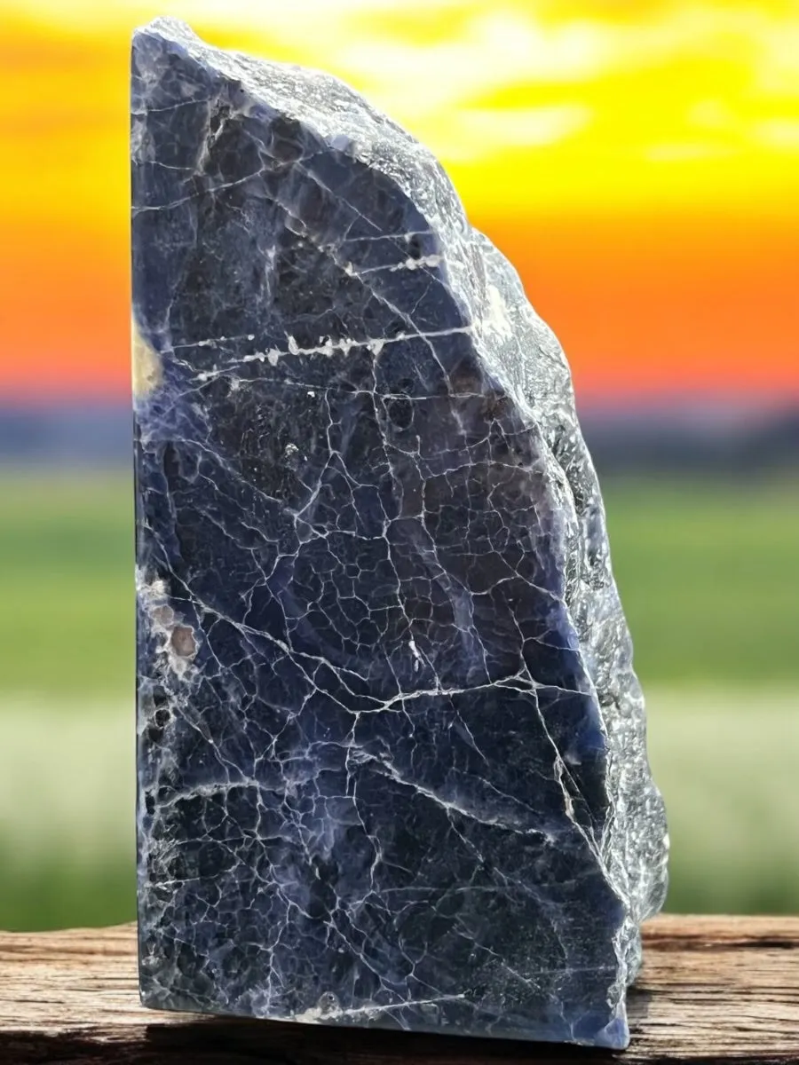 Brazilian Mined Sodalite Slab – Polished on Two Sides, Rough on Two Sides