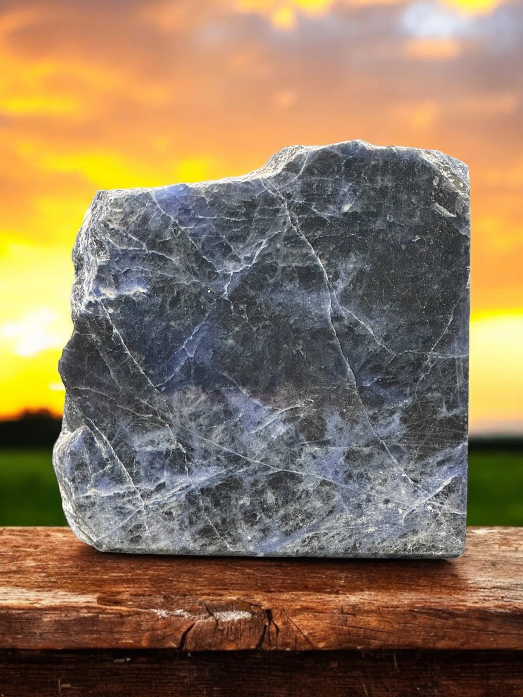 Brazilian Mined Sodalite Slab – Polished on Two Sides, Rough on Two Sides