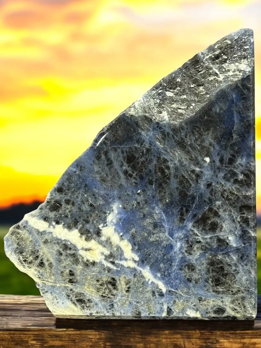 Brazilian Mined Sodalite Slab – Polished on Two Sides, Rough on Two Sides