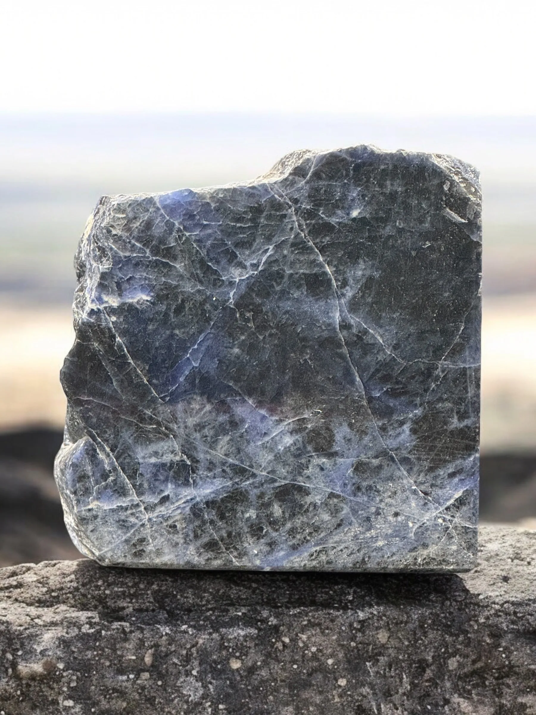 Brazilian Mined Sodalite Slab – Polished on Two Sides, Rough on Two Sides