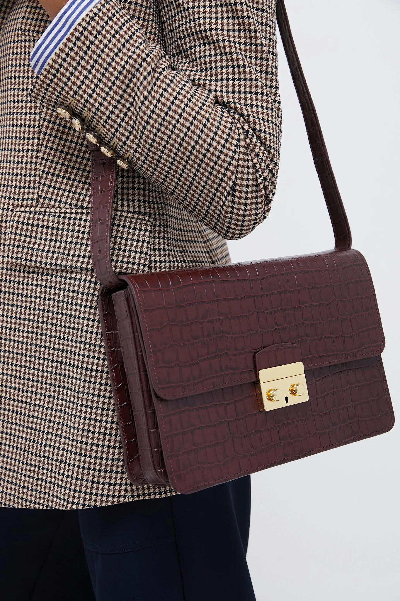 Brown Croc Anderson Crossbody