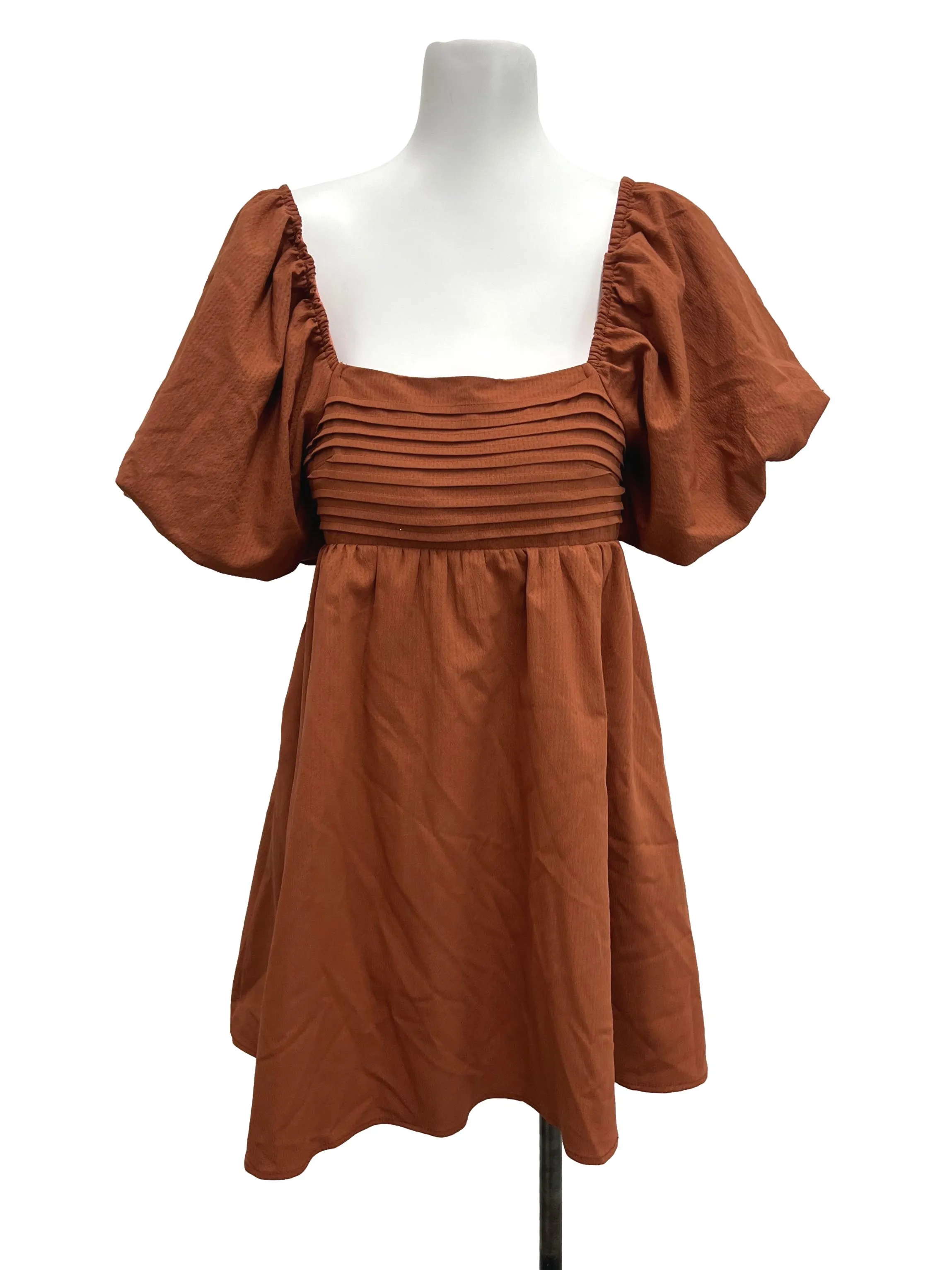 Brown Orange Babydoll Dress