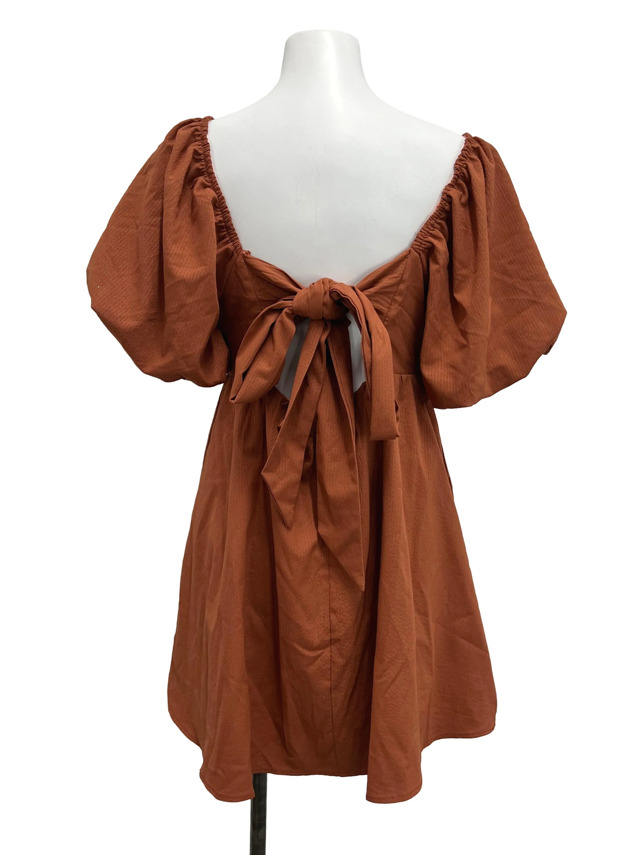 Brown Orange Babydoll Dress