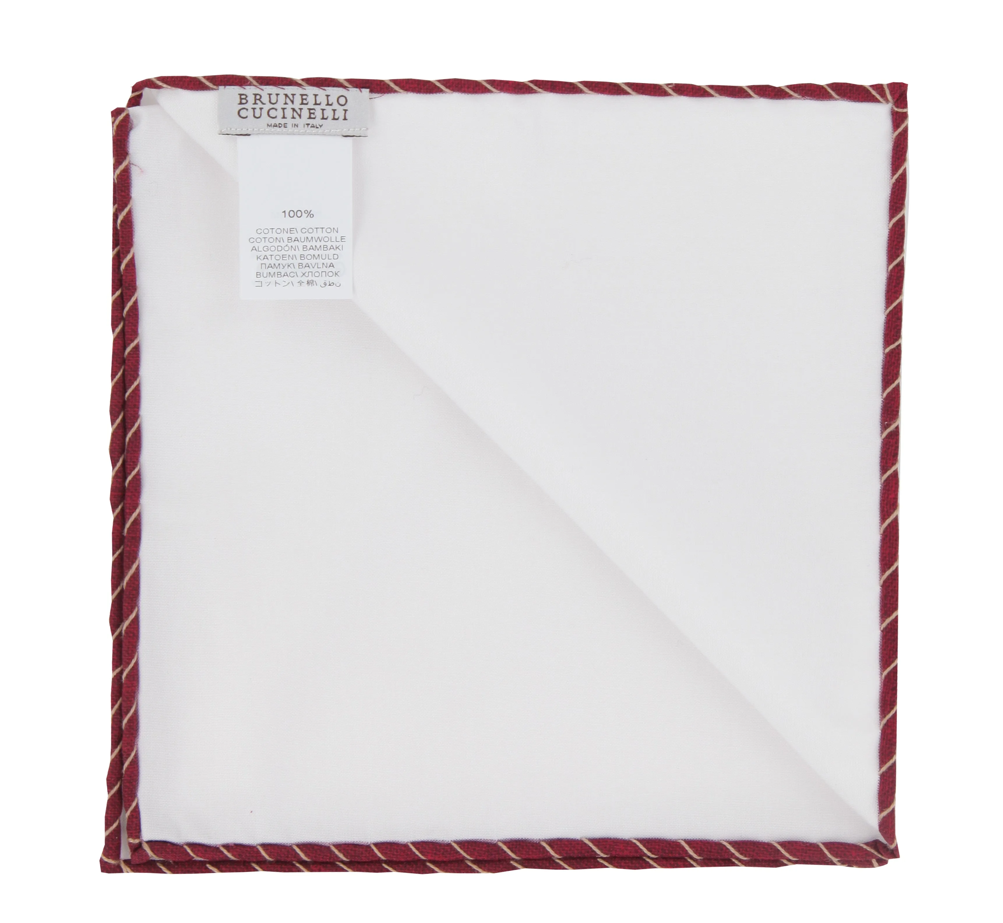 Brunello Cucinelli White Cotton Pocket Square