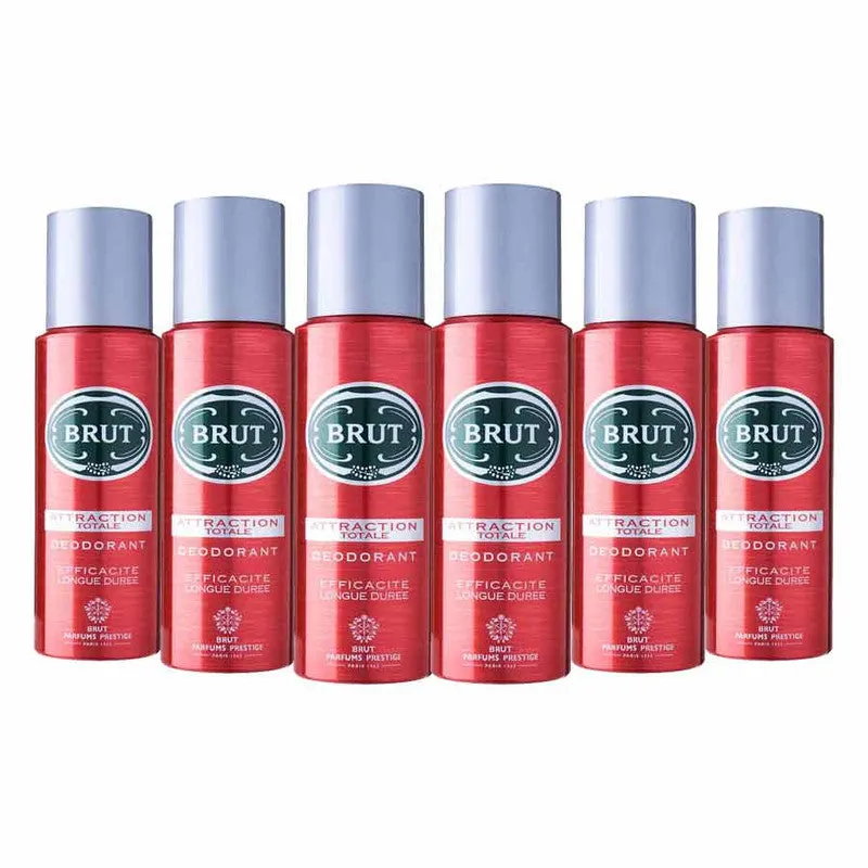 Brut Attraction Totale Pack Of 6 Deodorants For Men