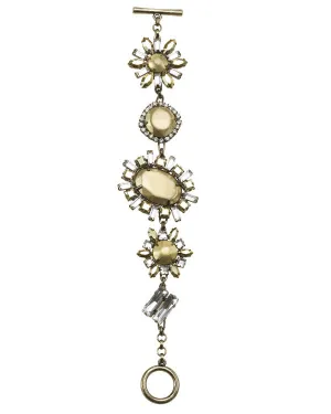 BURNISHED GOLD & CRYSTAL DAISY CLUSTER  BRACELETS #288GD2101 (7E1/6E6)