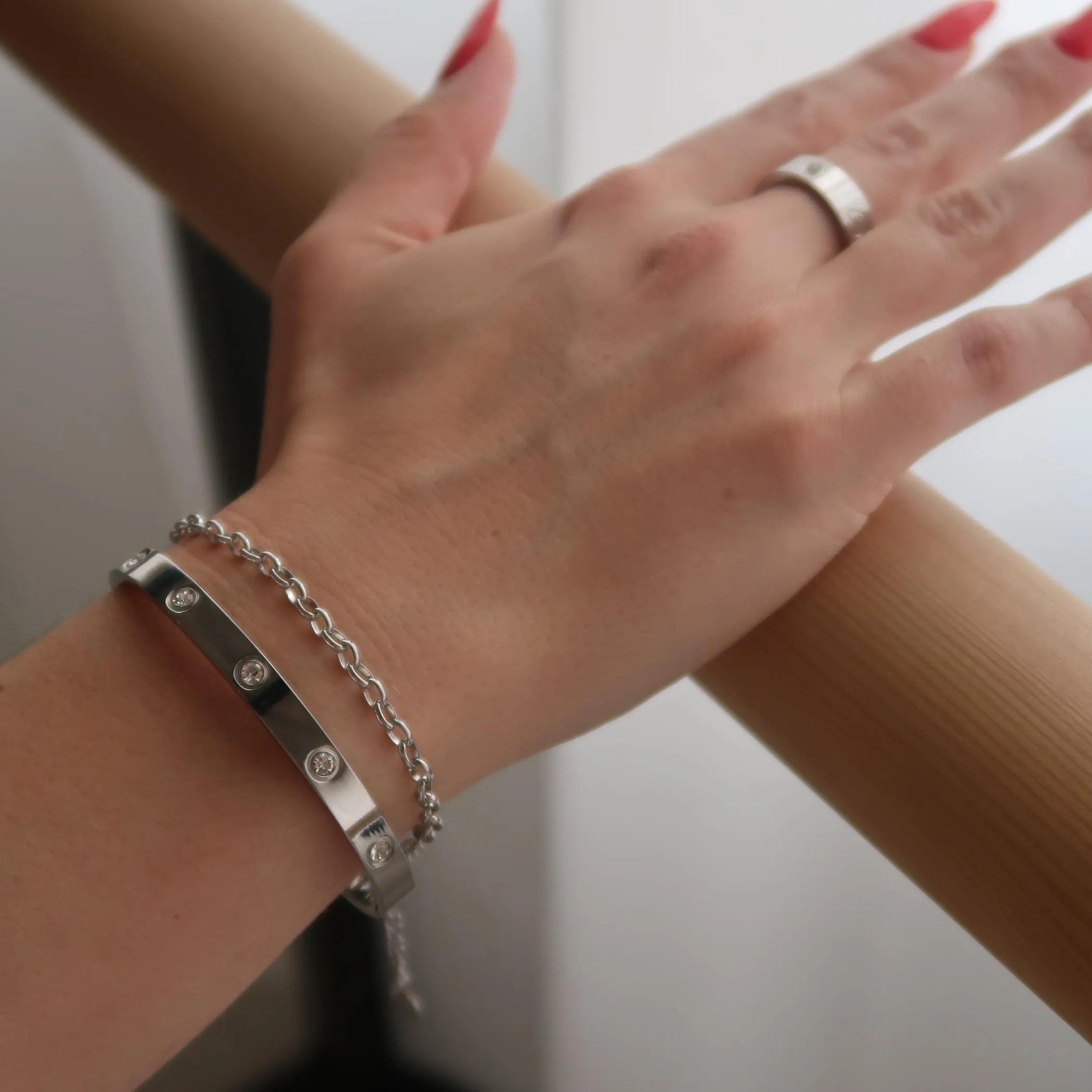 Cali Crystal Bangle, Silver