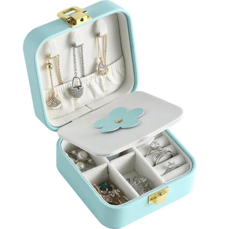 Candy colored jewelry storage box pu leather flip-top jewelry storage Kit