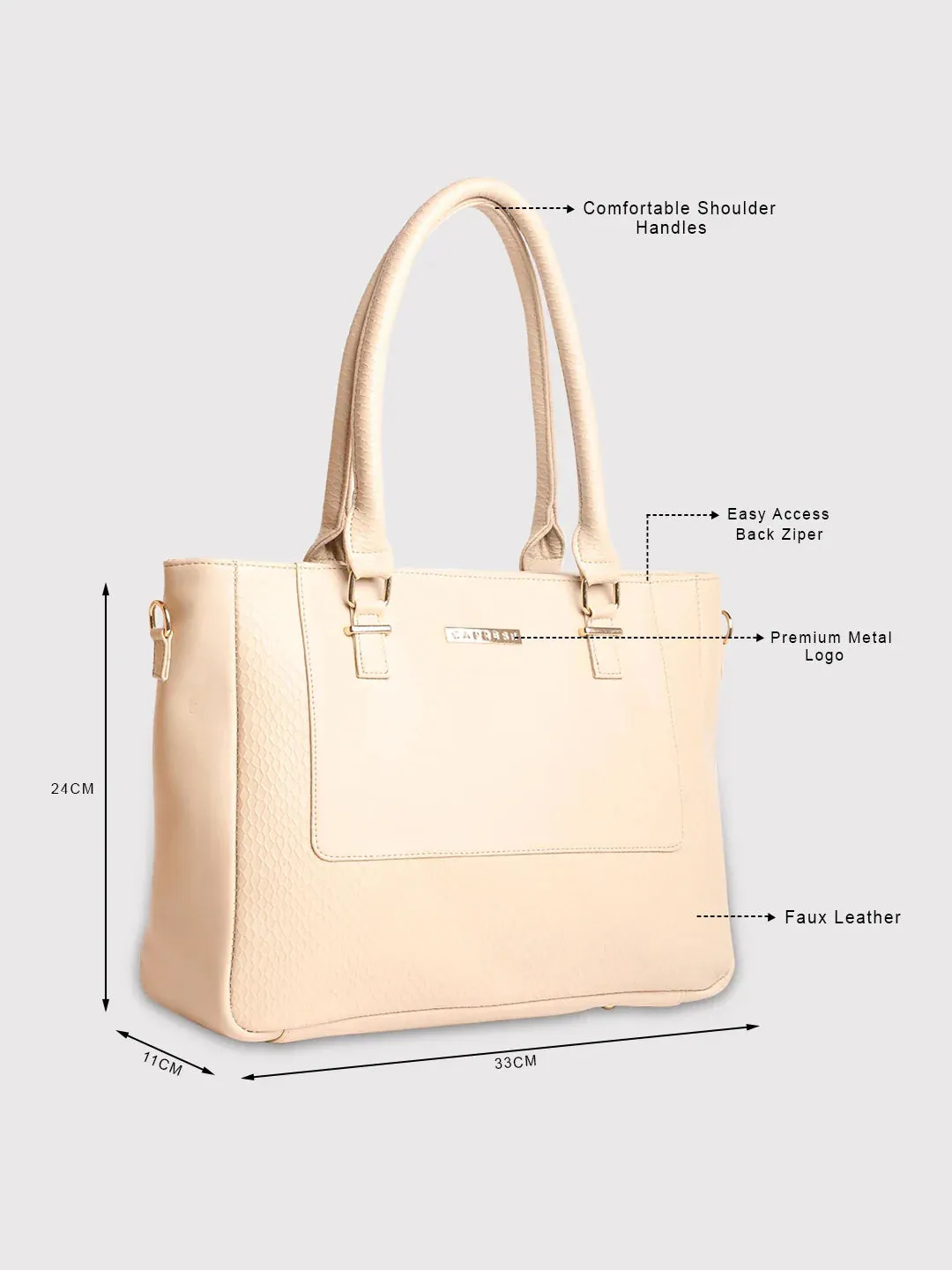 Caprese Fiona Large Beige Tote Bag