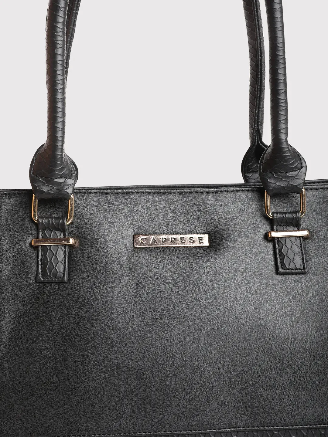 Caprese Fiona Large Black Office Tote Bag