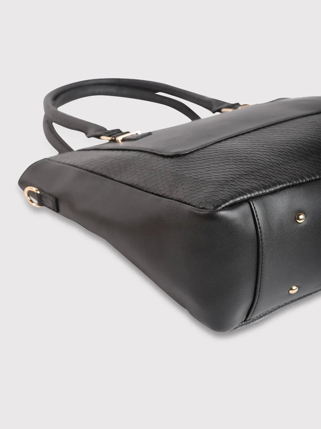 Caprese Fiona Large Black Office Tote Bag
