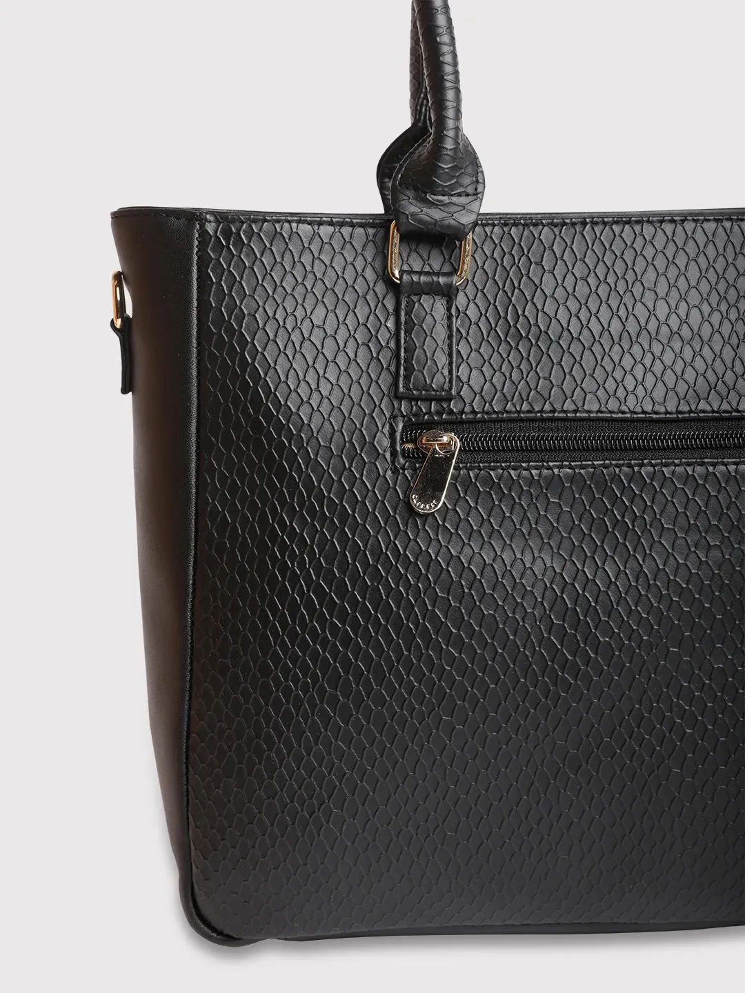 Caprese Fiona Large Black Office Tote Bag