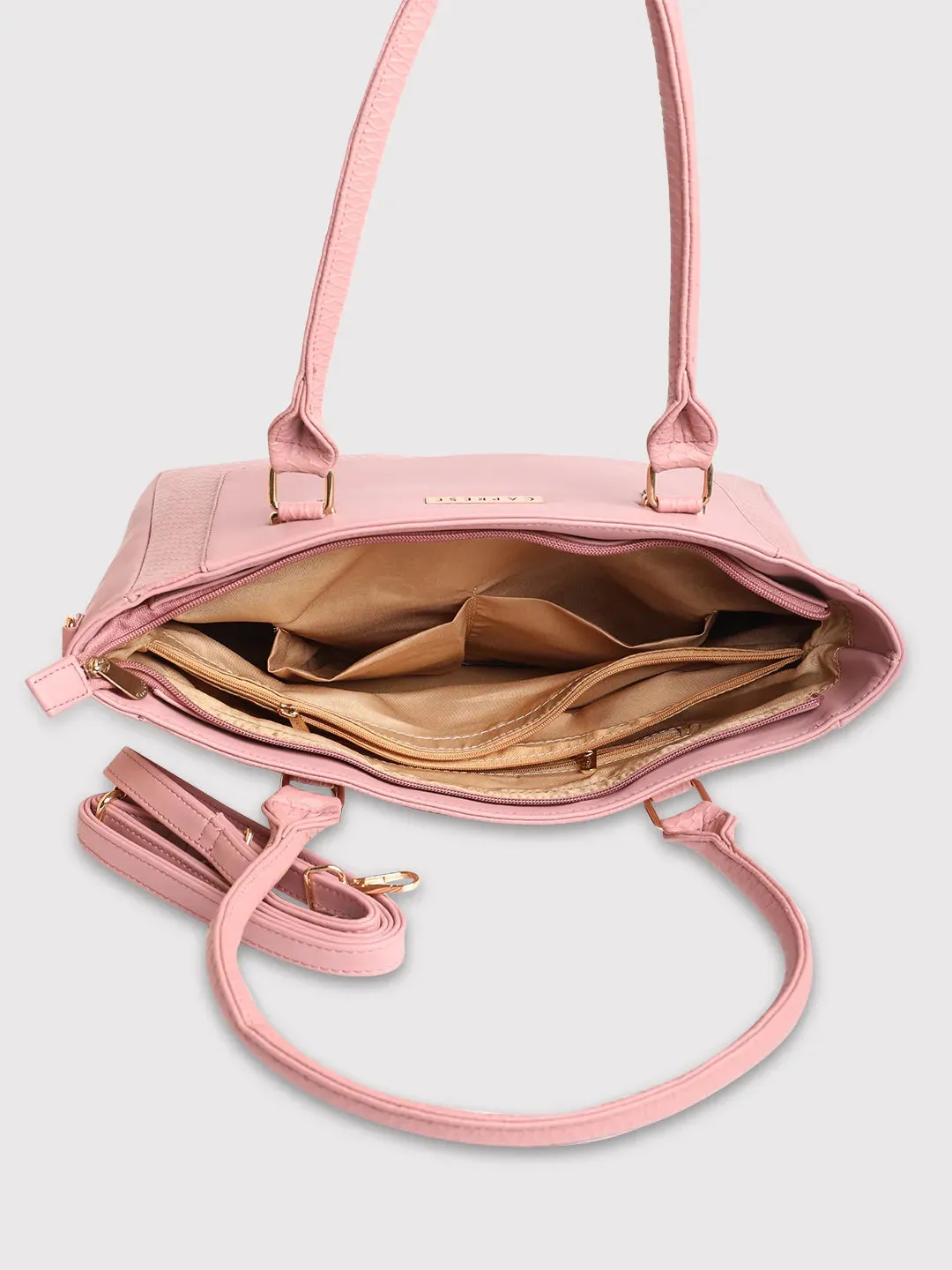 Caprese Fiona Large Light Pink Office Tote Bag