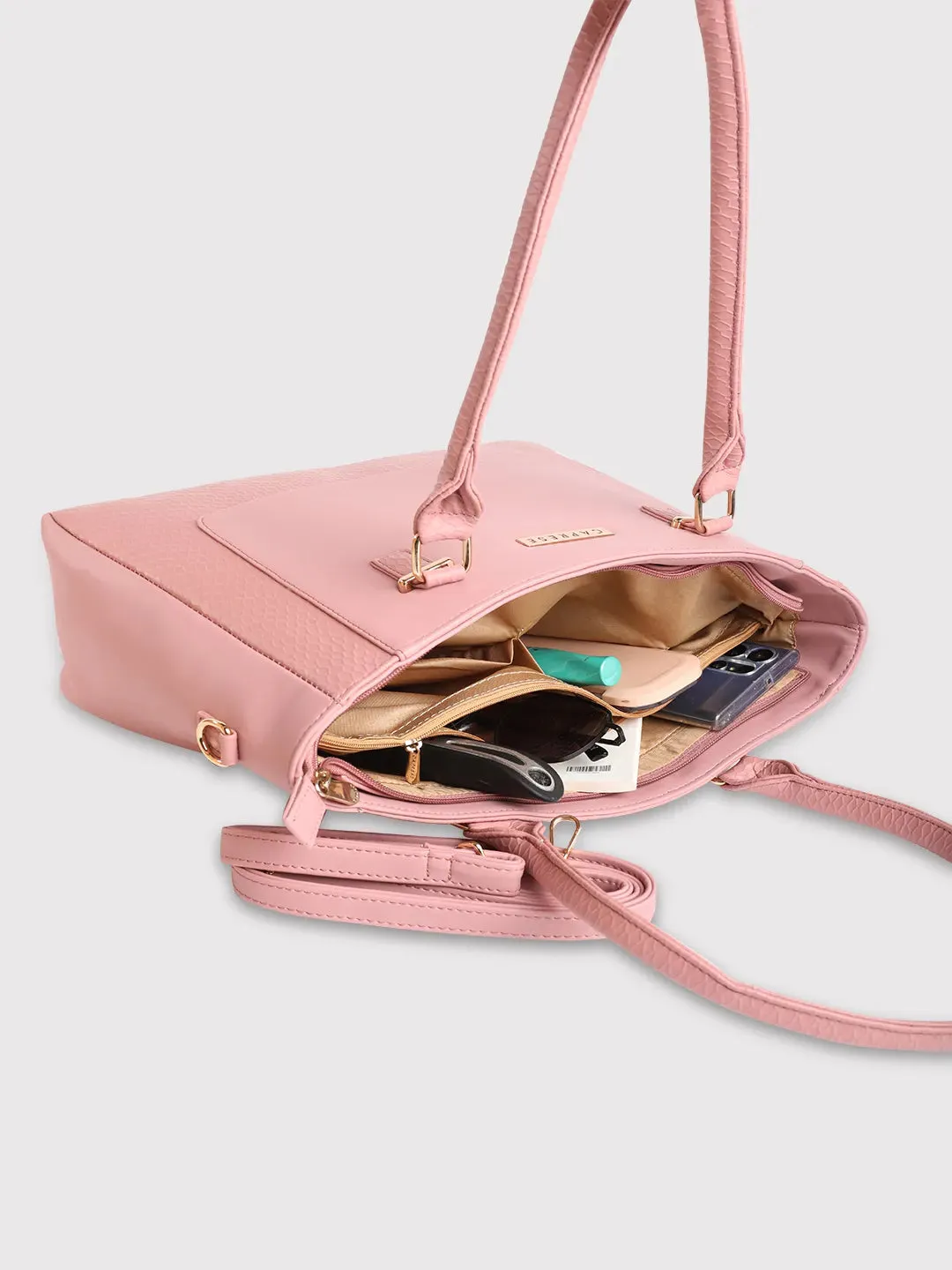 Caprese Fiona Large Light Pink Office Tote Bag