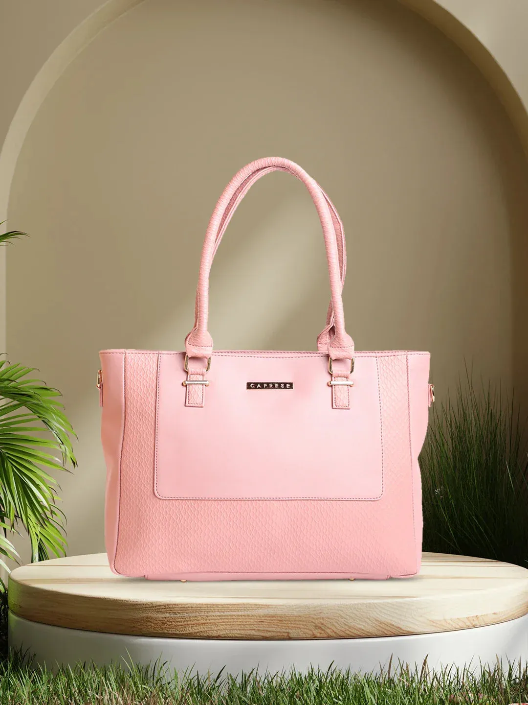 Caprese Fiona Large Light Pink Office Tote Bag