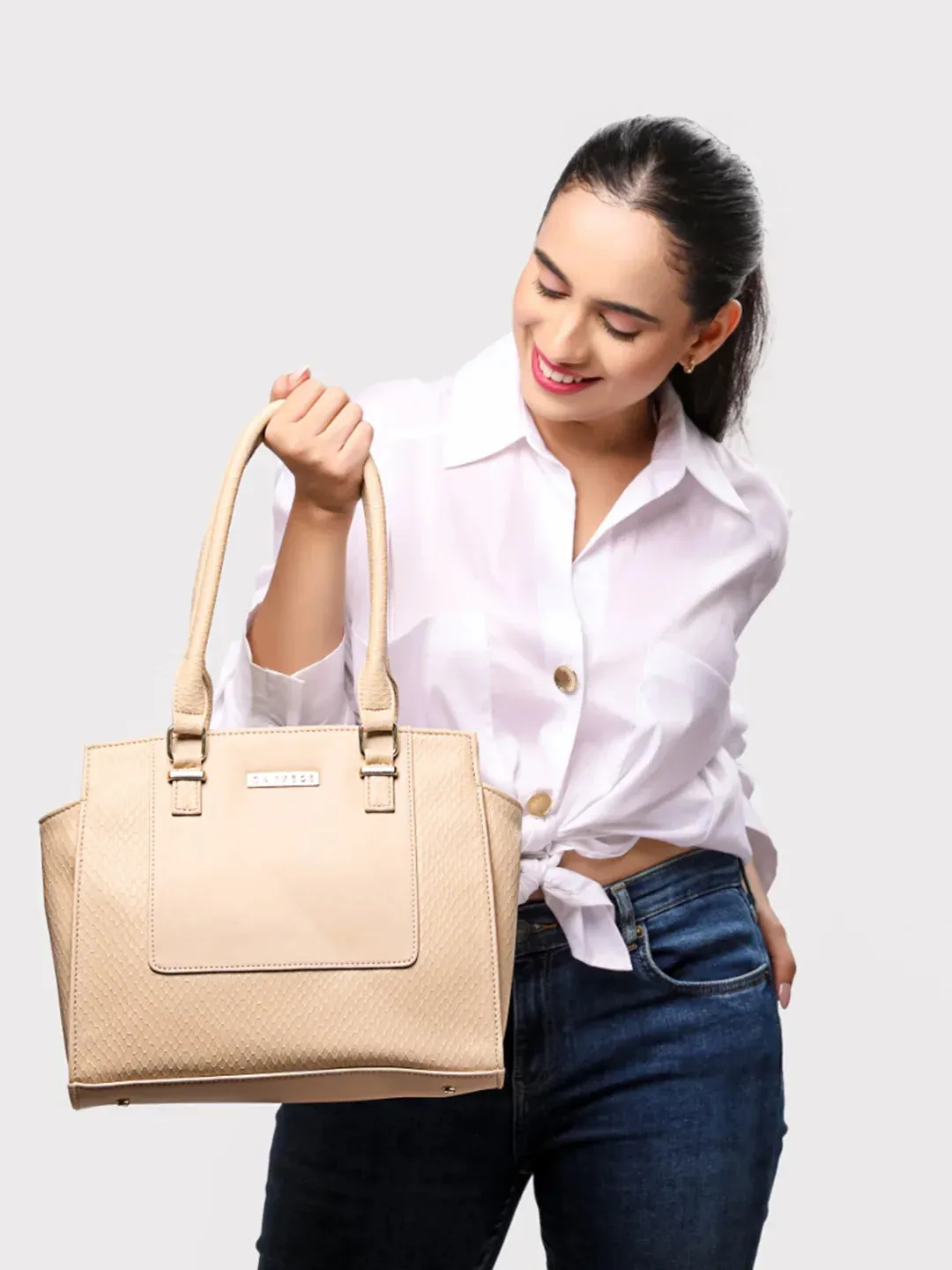 Caprese Fiona Medium Beige Office Tote Bag