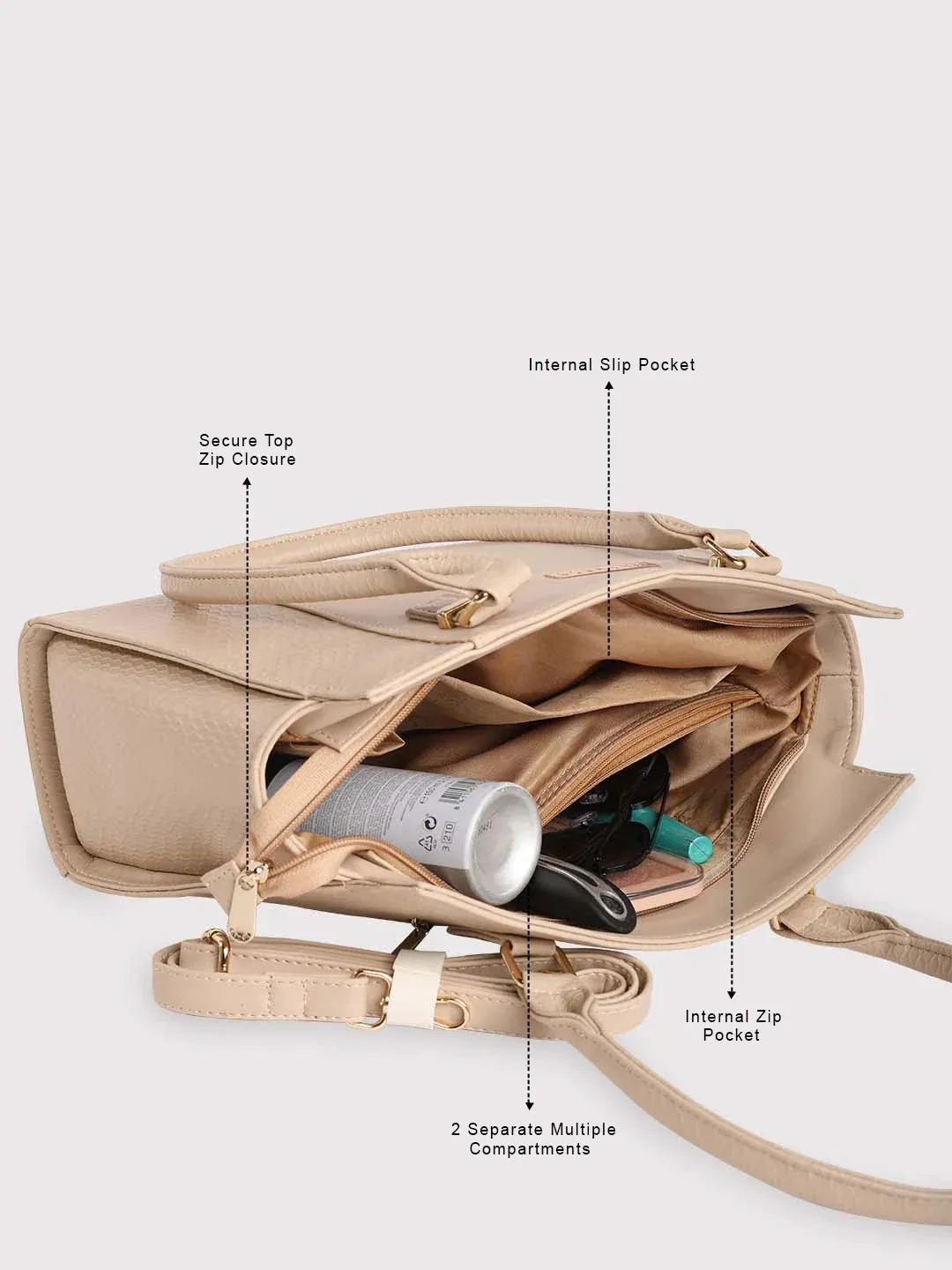 Caprese Fiona Medium Beige Office Tote Bag