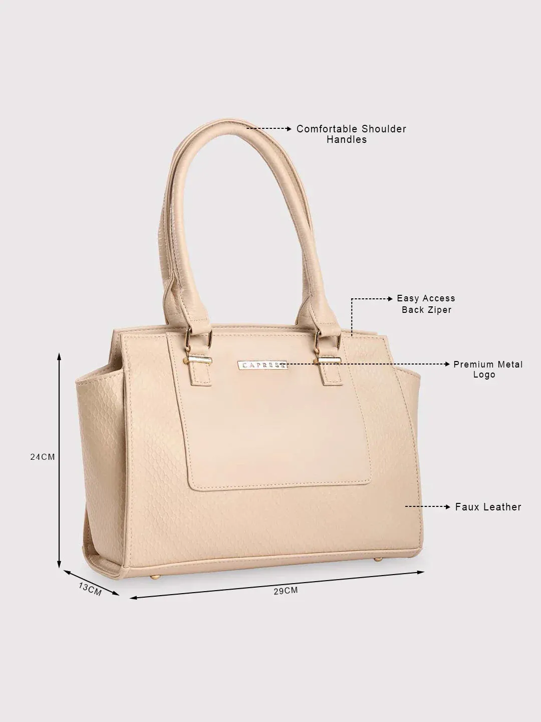 Caprese Fiona Medium Beige Office Tote Bag