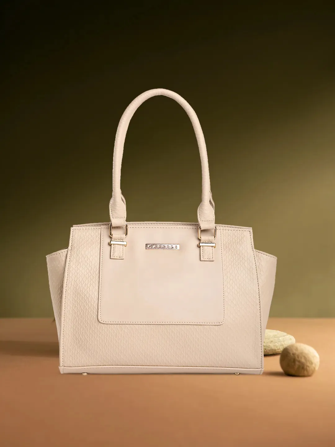 Caprese Fiona Medium Beige Office Tote Bag
