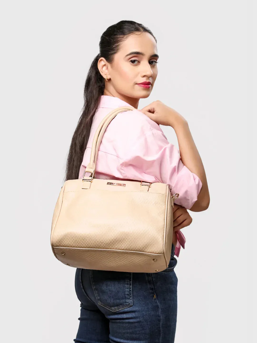 Caprese Fiona Medium Beige Satchel Bag
