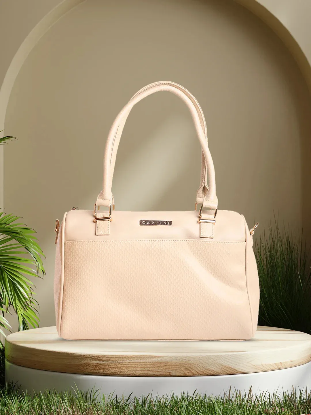 Caprese Fiona Medium Beige Satchel Bag