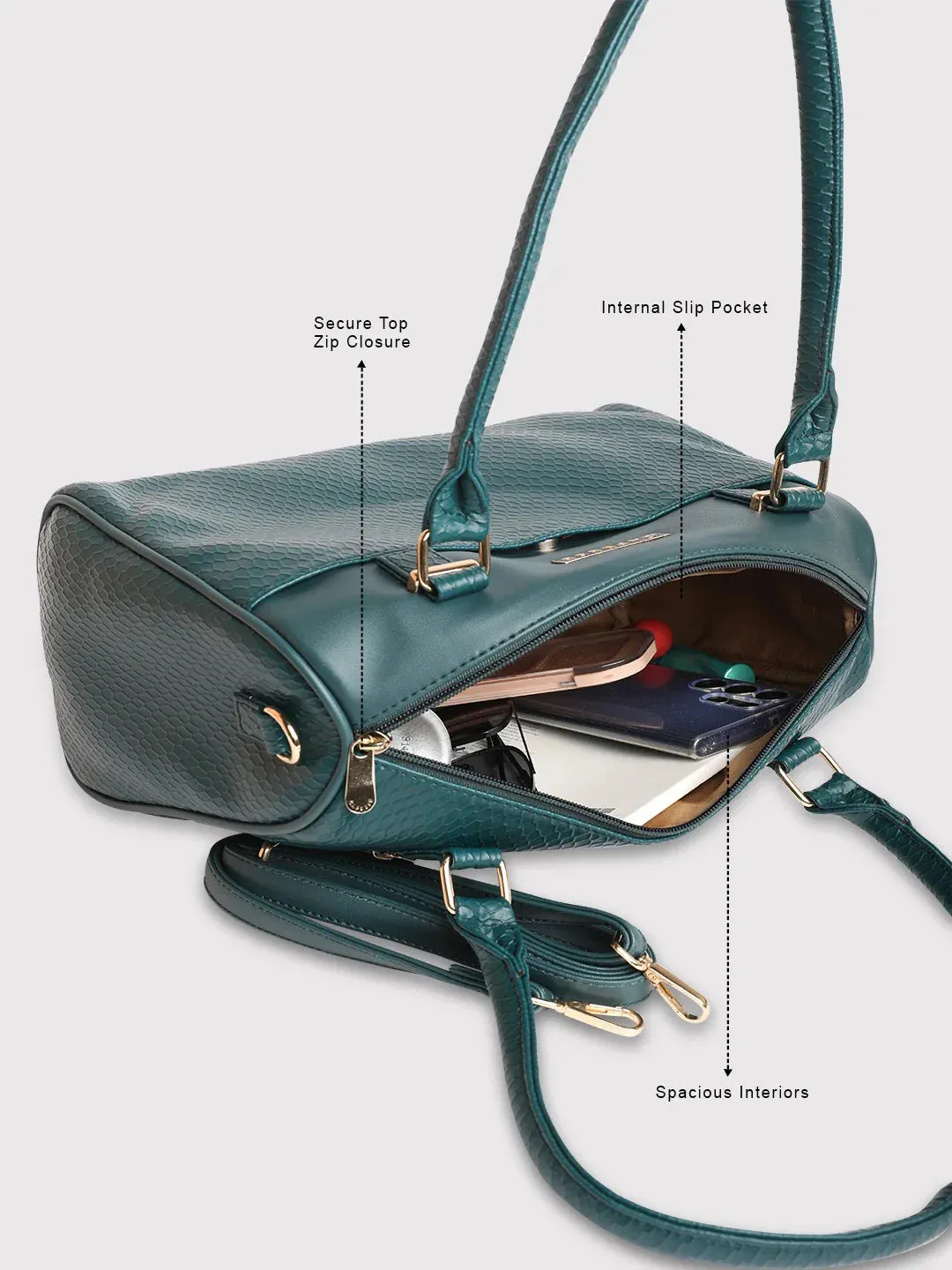 Caprese Fiona Medium Teal Satchel Bag