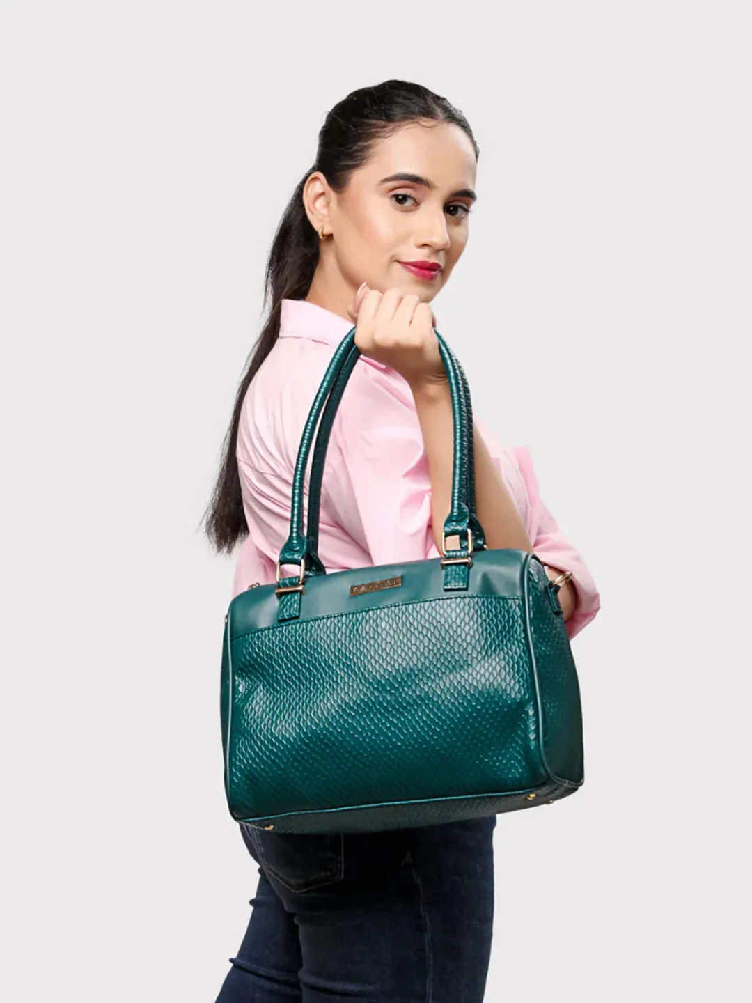 Caprese Fiona Medium Teal Satchel Bag