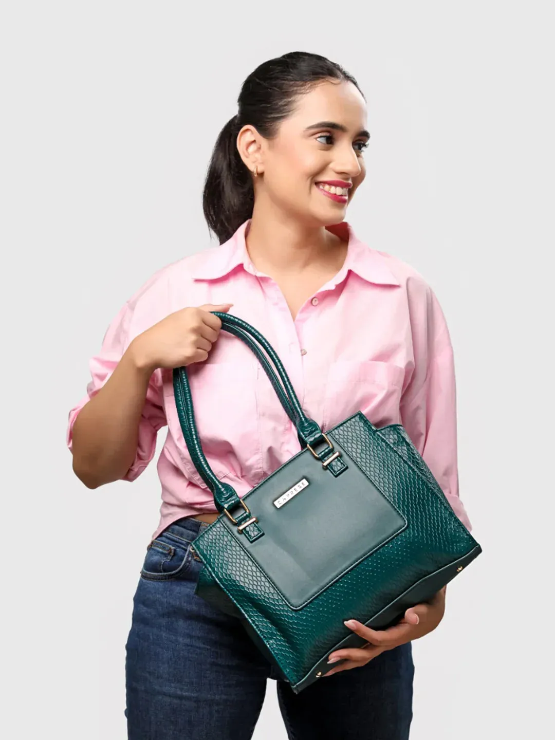 Caprese Fiona Medium Teal Tote Bag