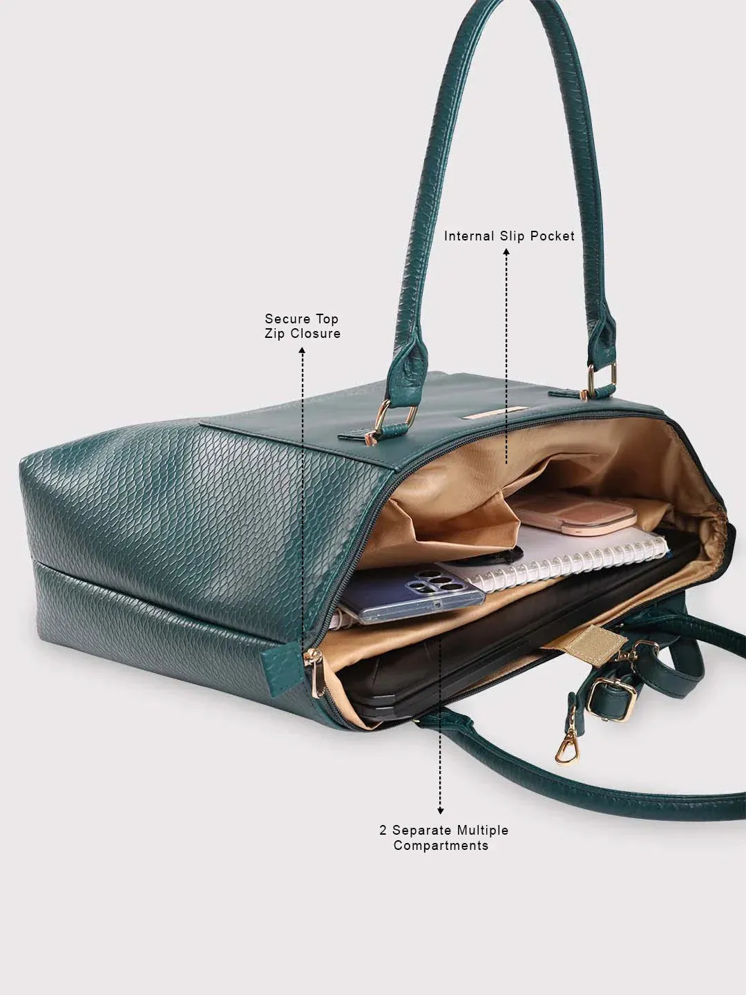 Caprese Fiona Tote Large Teal Laptop Bag
