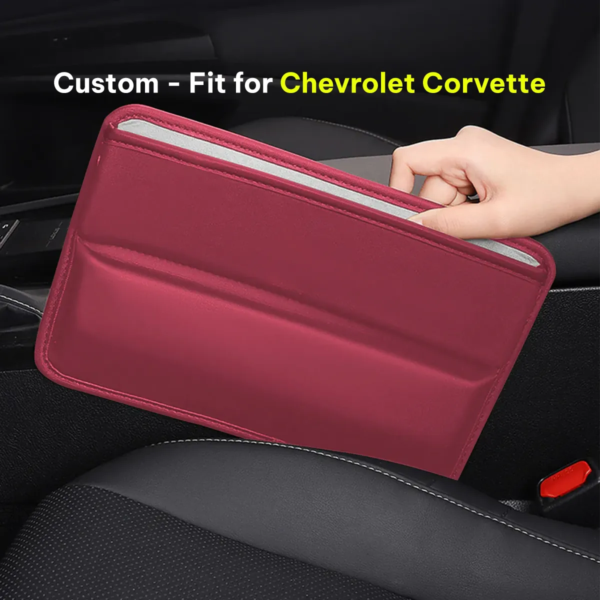 Car Seat Gap Filler Organizer, Custom-Fit For Car, Multifunctional PU Leather Console Side Pocket Organizer for Cellphones, Cards, Wallets, Keys WACC226