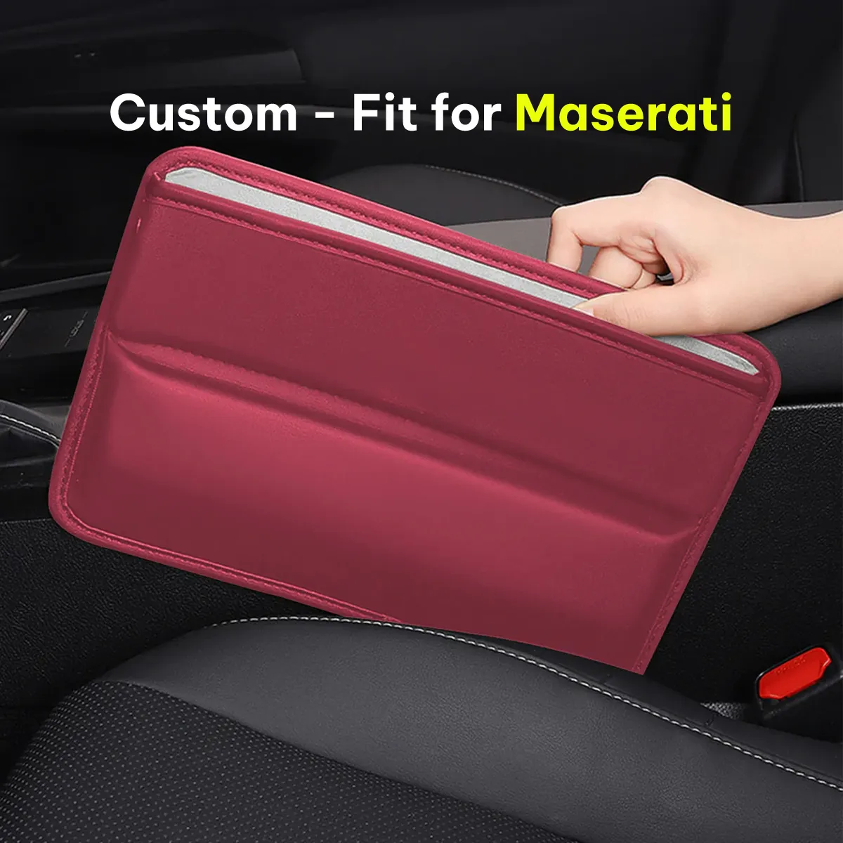 Car Seat Gap Filler Organizer, Custom-Fit For Car, Multifunctional PU Leather Console Side Pocket Organizer for Cellphones, Cards, Wallets, Keys WAMS226