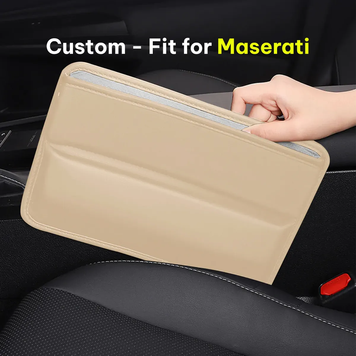 Car Seat Gap Filler Organizer, Custom-Fit For Car, Multifunctional PU Leather Console Side Pocket Organizer for Cellphones, Cards, Wallets, Keys WAMS226