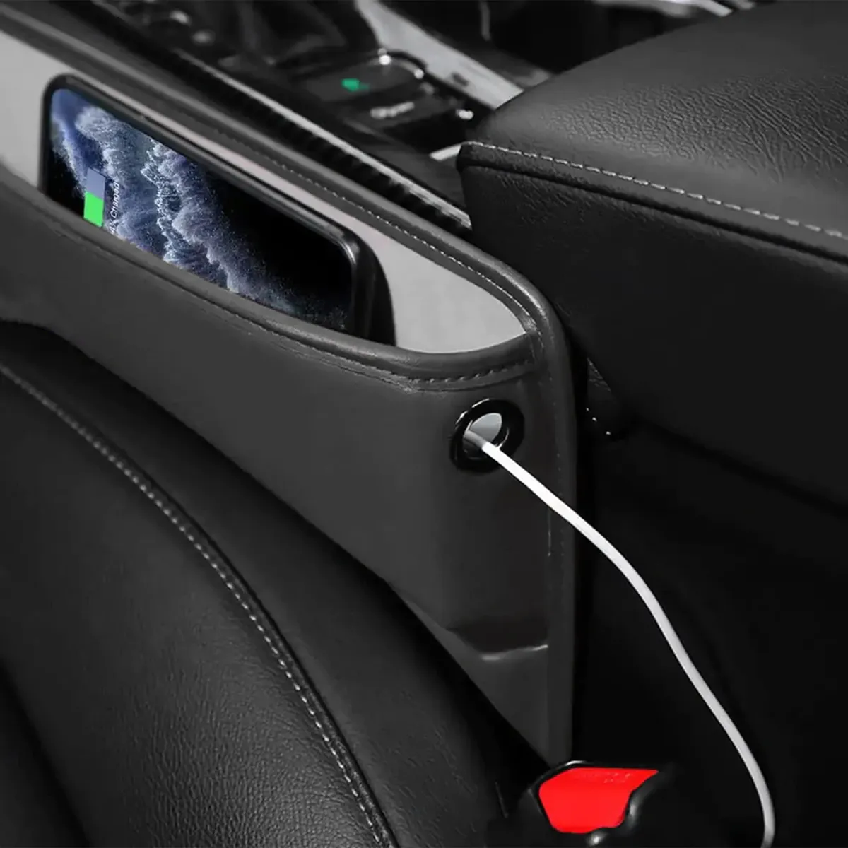 Car Seat Gap Filler Organizer, Custom-Fit For Car, Multifunctional PU Leather Console Side Pocket Organizer for Cellphones, Cards, Wallets, Keys WAMS226