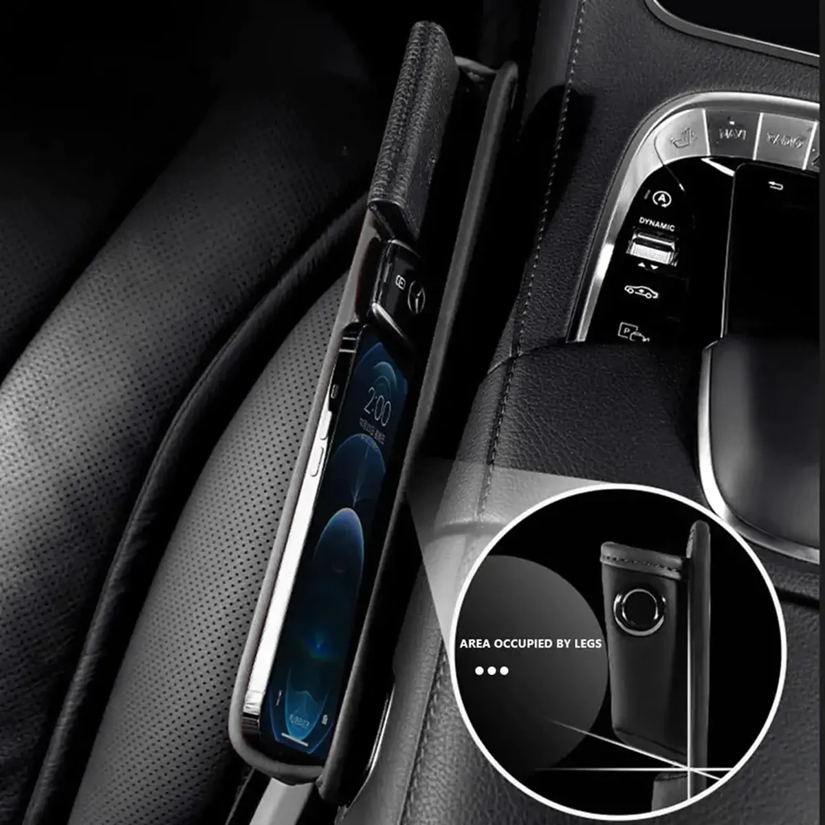 Car Seat Gap Filler Organizer, Custom-Fit For Car, Multifunctional PU Leather Console Side Pocket Organizer for Cellphones, Cards, Wallets, Keys WAMS226