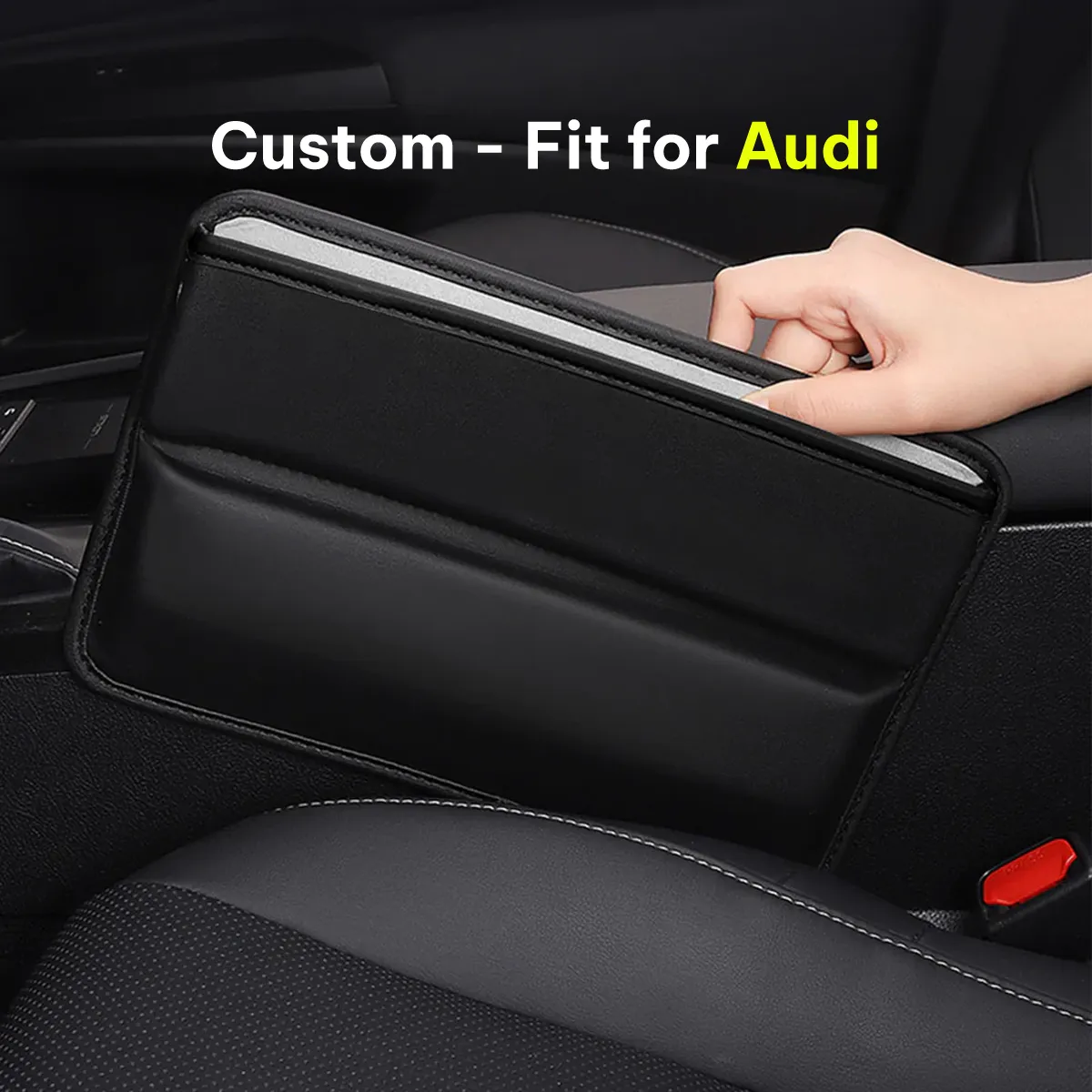 Car Seat Gap Filler Organizer, Custom-Fit For Car, Multifunctional PU Leather Console Side Pocket Organizer for Cellphones, Cards, Wallets, Keys WARA226